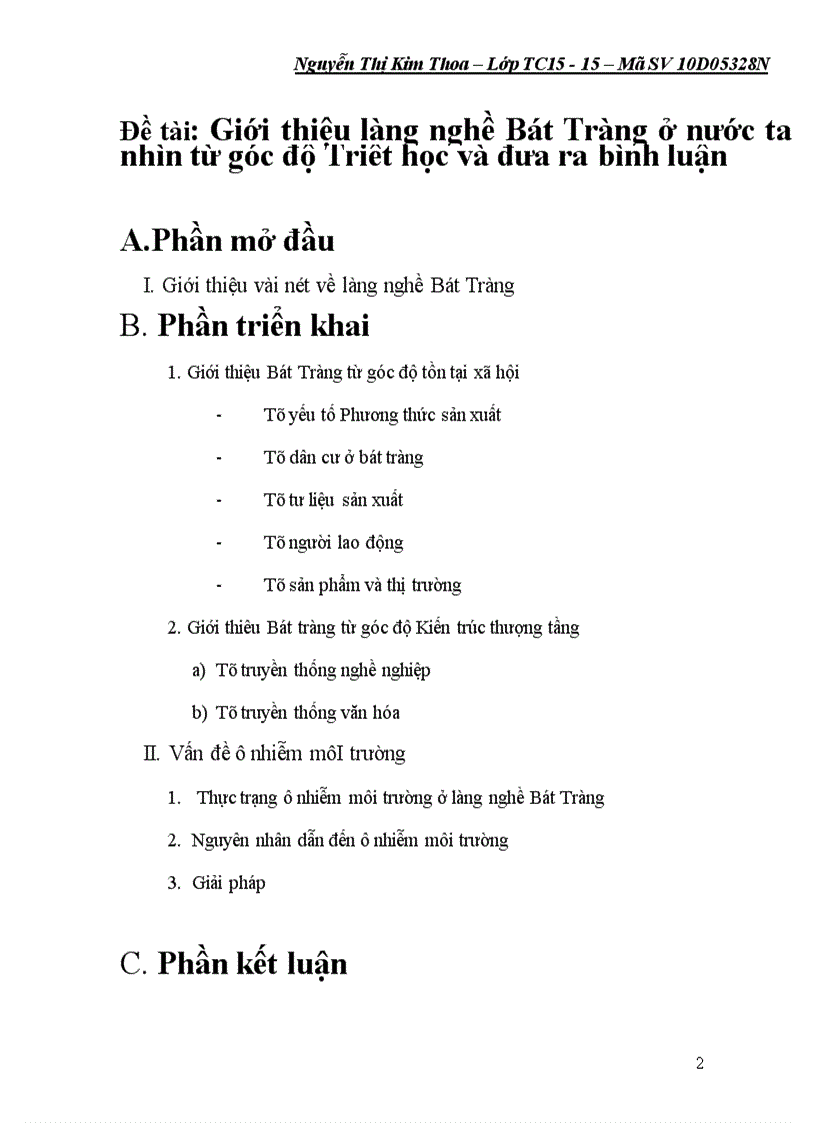 Giới thiệu làng nghề Bát Tràng nhìn từ góc độ triết học và đưa ra bình luận