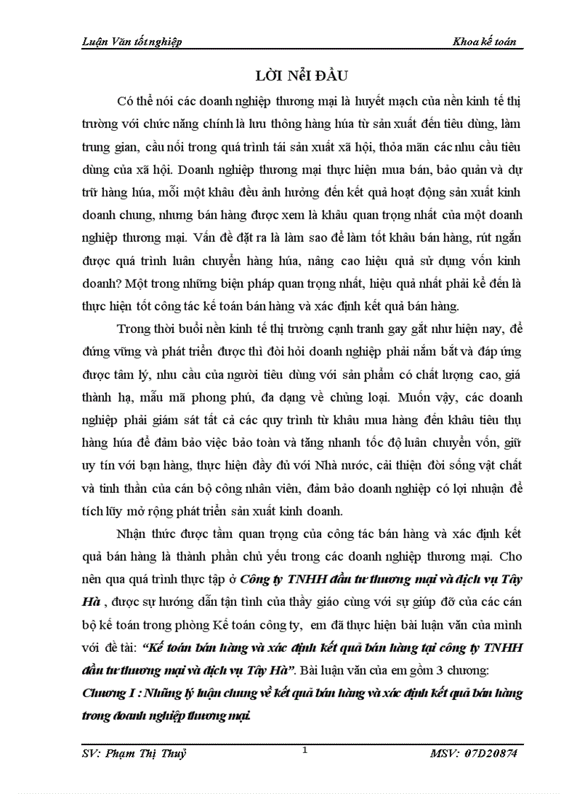 image for page Kế toán bán hàng và xác định kết quả bán hàng tại công ty TNHH đầu tư thương mại và dịch vụ Tây Hà