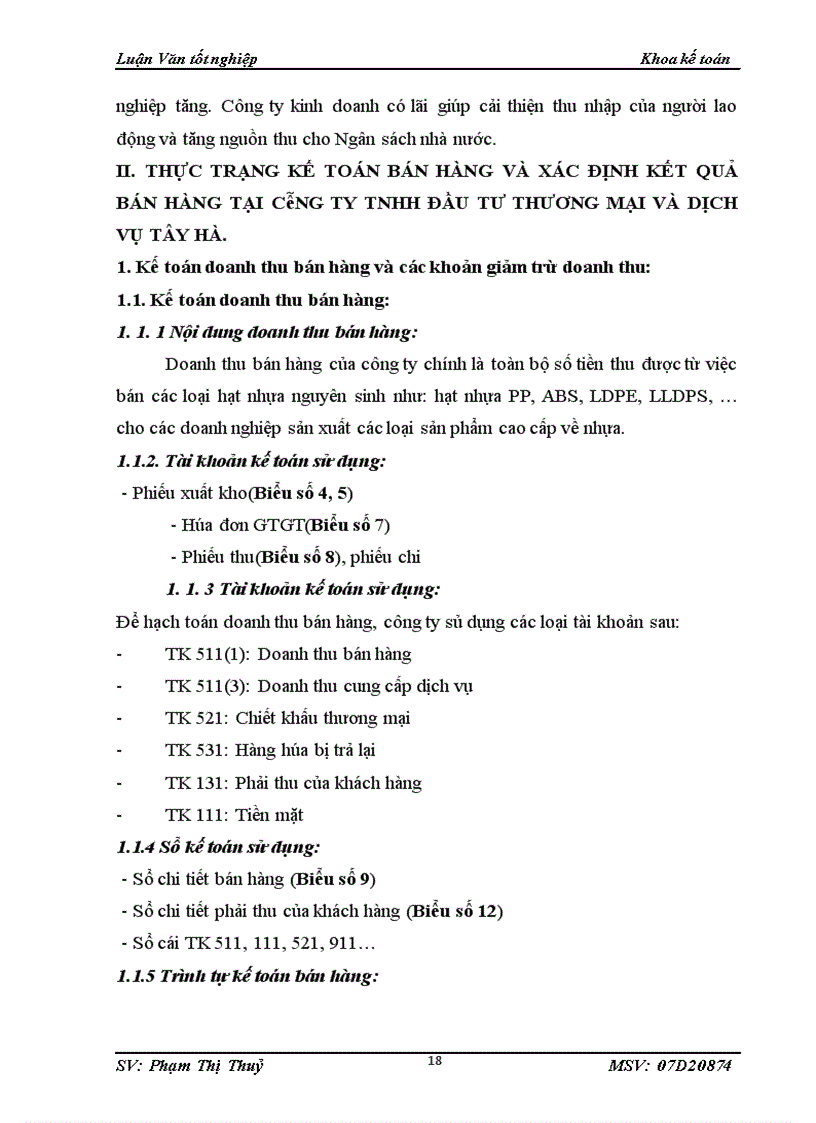 image for page Kế toán bán hàng và xác định kết quả bán hàng tại công ty TNHH đầu tư thương mại và dịch vụ Tây Hà