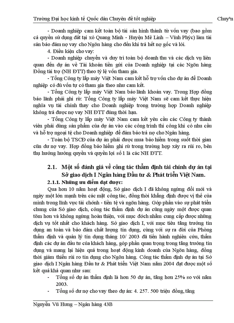image for page Thực trạng thẩm định tài chính dự án đầu tư tại sở giao dịch I ngân hàng đầu tư & phát triển việt nam
