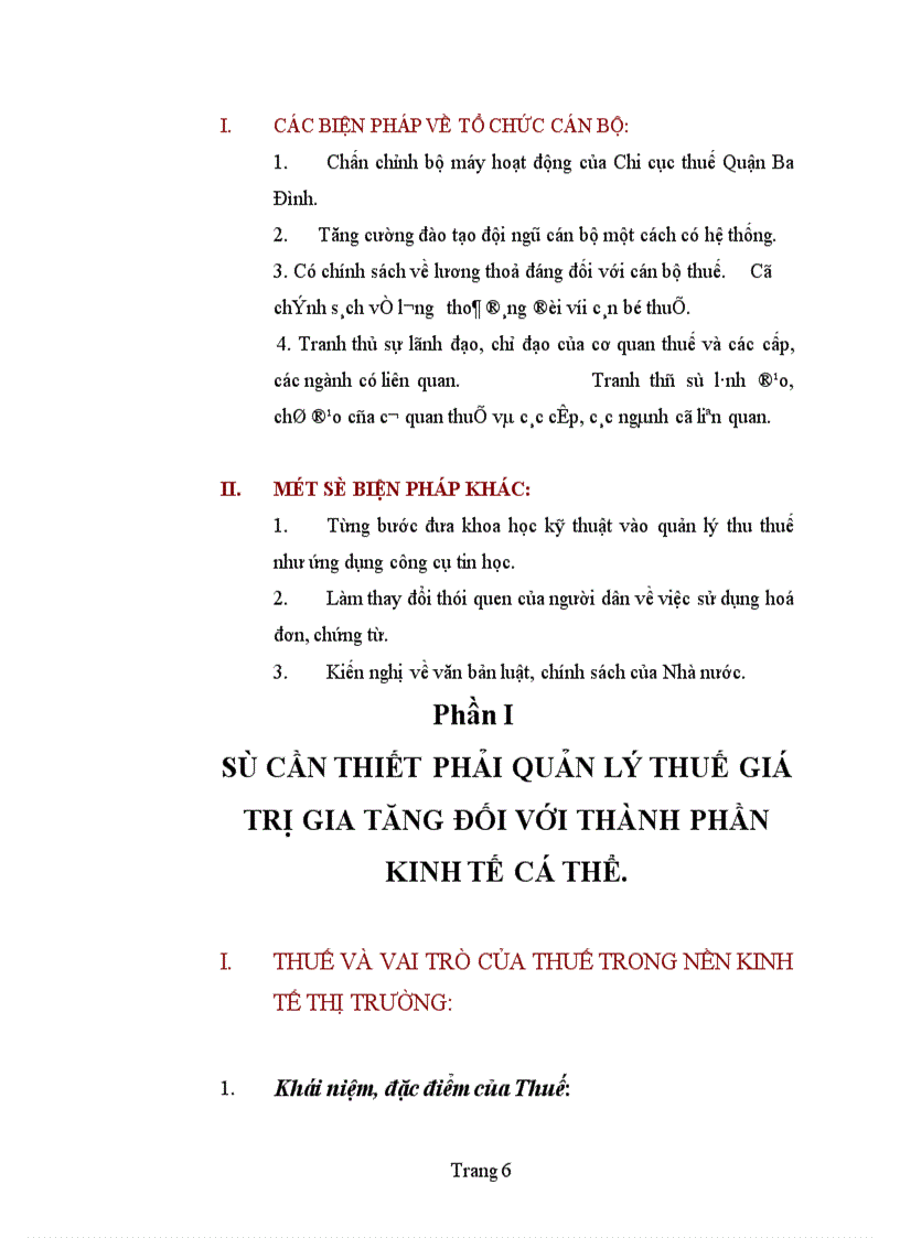 Nghiên cứu và phân tích tình hình thực tế quản lí thu thuế giá trị gia tăng ở khu vực kinh tế cá thể trên địa bàn Quận Ba đình