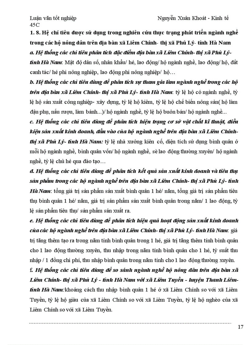 image for page Nghiên cứu thực trạng và đề xuất được một số giải pháp cho sự phát triển của các ngành nghề trong hộ nông dân trên địa bàn xã liêm chính- Thị xã Phủ Lý-tỉnh Hà Nam trong thời gian ba năm qua 2001- 2003.