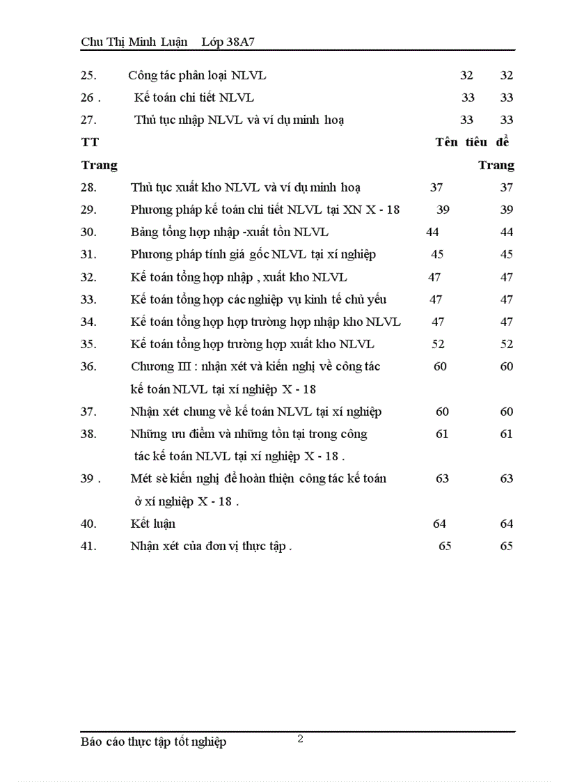 Thực tế công tác kế toán NLVL tại XN X -18