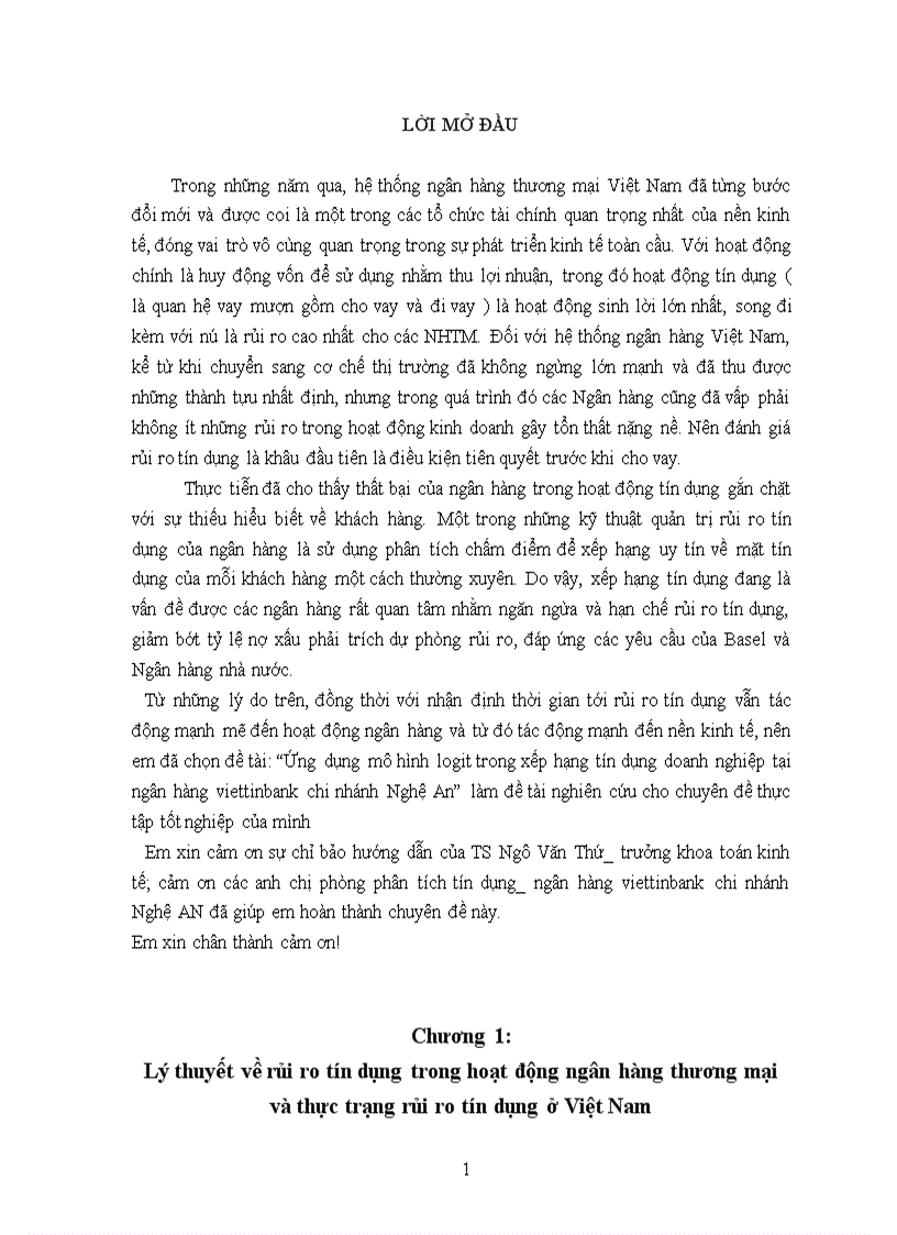 image for page Ứng dụng mô hình logit trong xếp hạng tín dụng doanh nghiệp tại ngân hàng viettinbank chi nhánh Nghệ An
