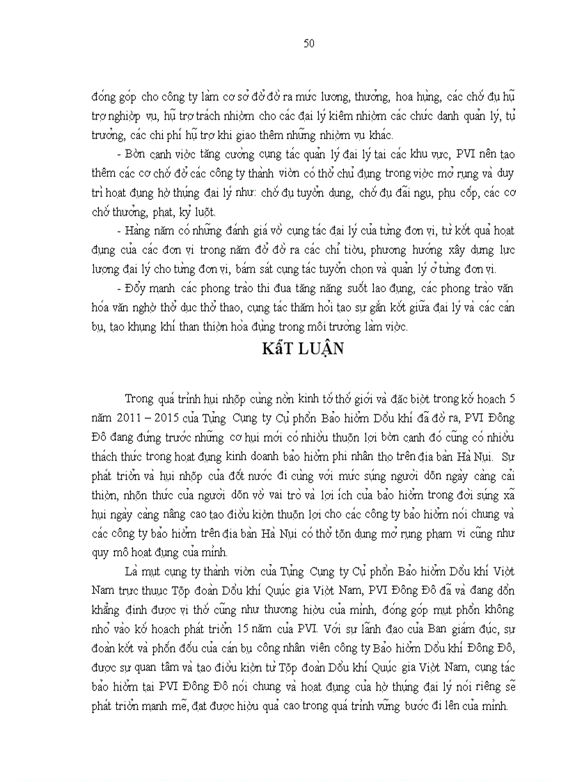 image for page Phân tích thực trạng phát triển hệ thống đại lý tại Công ty Bảo hiểm Dầu khí Đông Đô trong giai đoạn 2007 – 2010