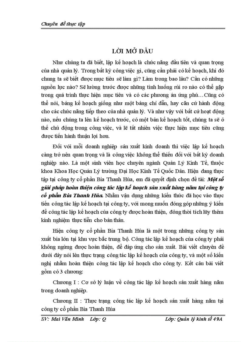 image for page Một số giải pháp hoàn thiện công tác lập kế hoạch sản xuất hàng năm tại công ty cổ phần Bia Thanh Hóa