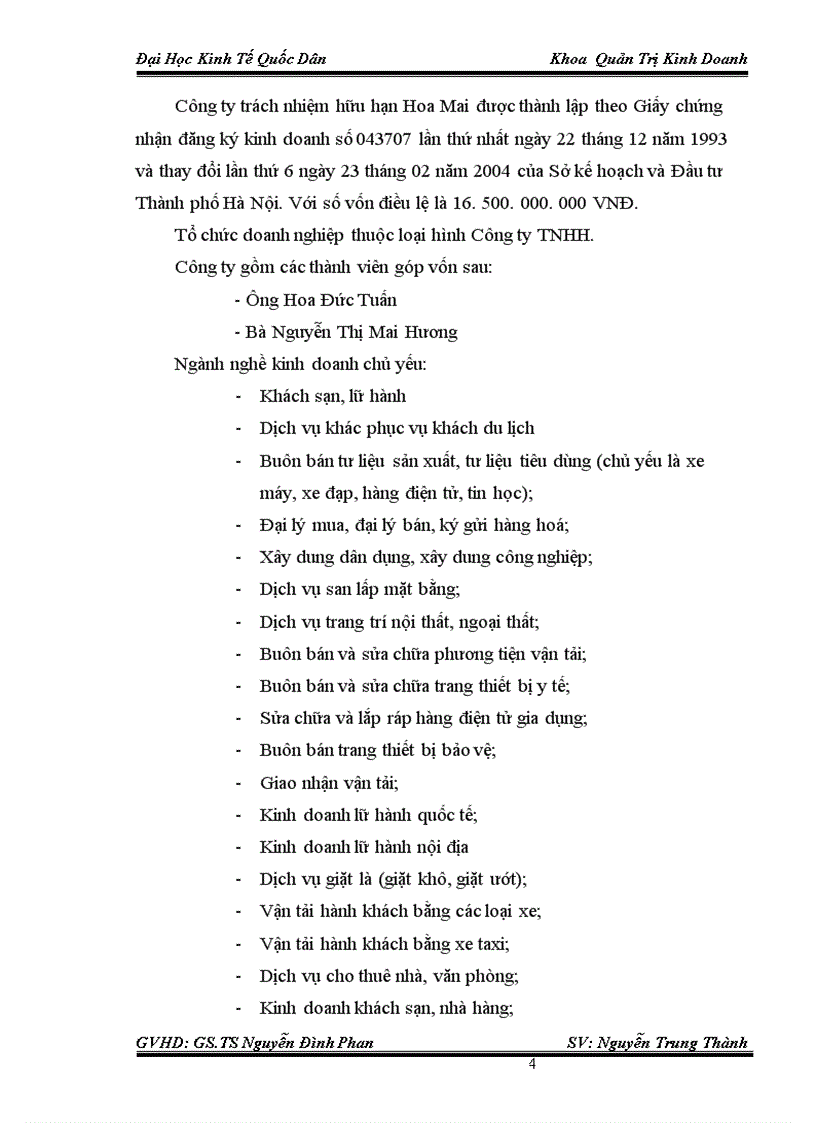 image for page Thực trạng và giải pháp chủ yếu nhằm nâng cao chất lượng phục vụ trong kinh doanh khách sạn tại Công ty TNHH HOA MAI – Khách sạn FLOWER GARDE