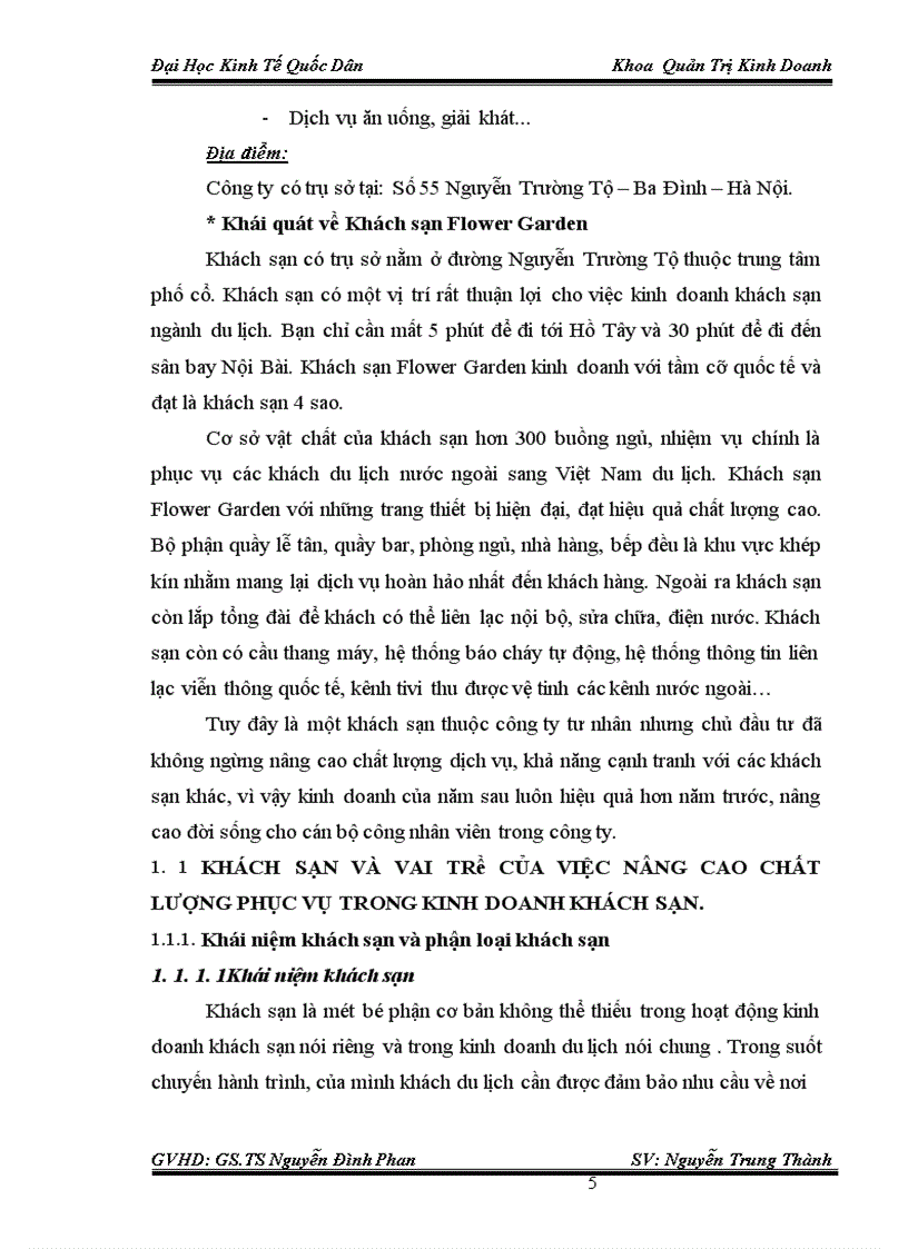 image for page Thực trạng và giải pháp chủ yếu nhằm nâng cao chất lượng phục vụ trong kinh doanh khách sạn tại Công ty TNHH HOA MAI – Khách sạn FLOWER GARDE