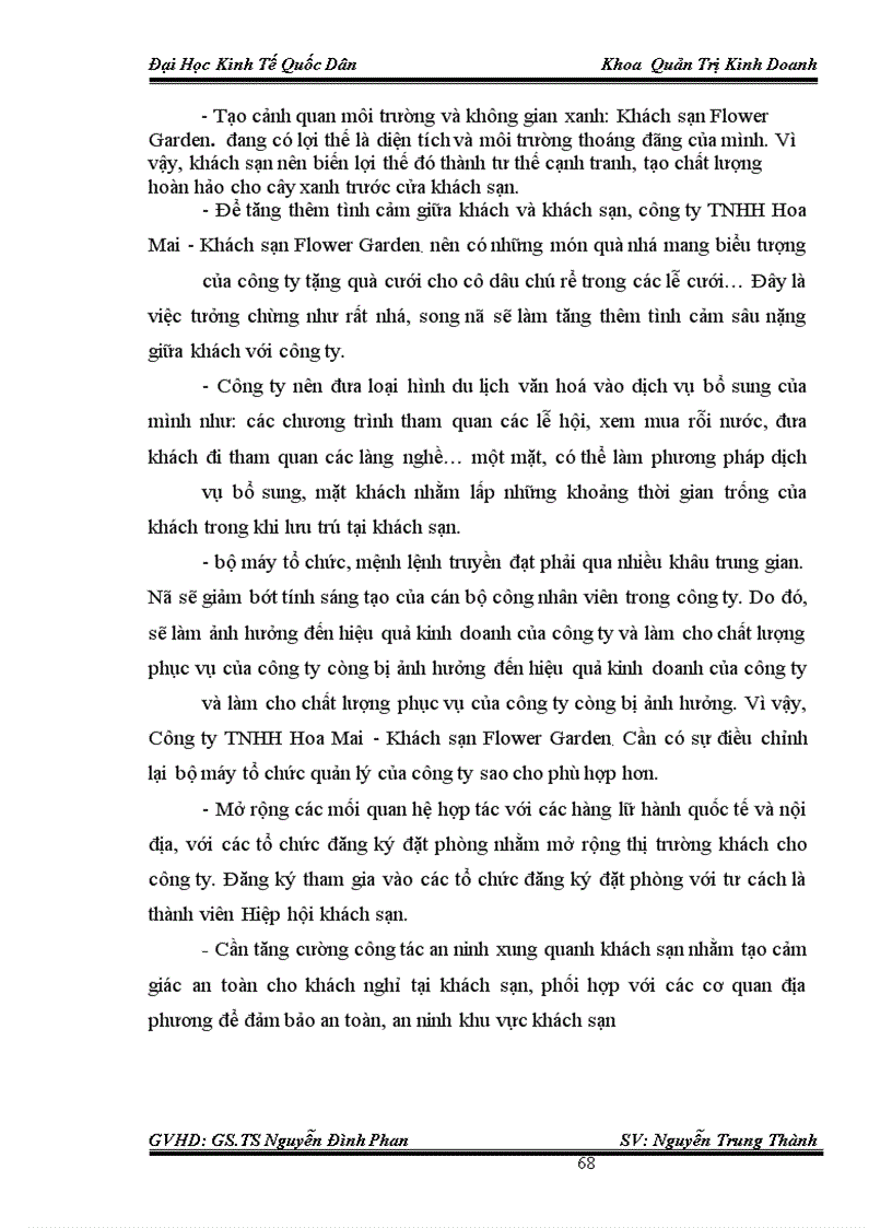 image for page Thực trạng và giải pháp chủ yếu nhằm nâng cao chất lượng phục vụ trong kinh doanh khách sạn tại Công ty TNHH HOA MAI – Khách sạn FLOWER GARDE