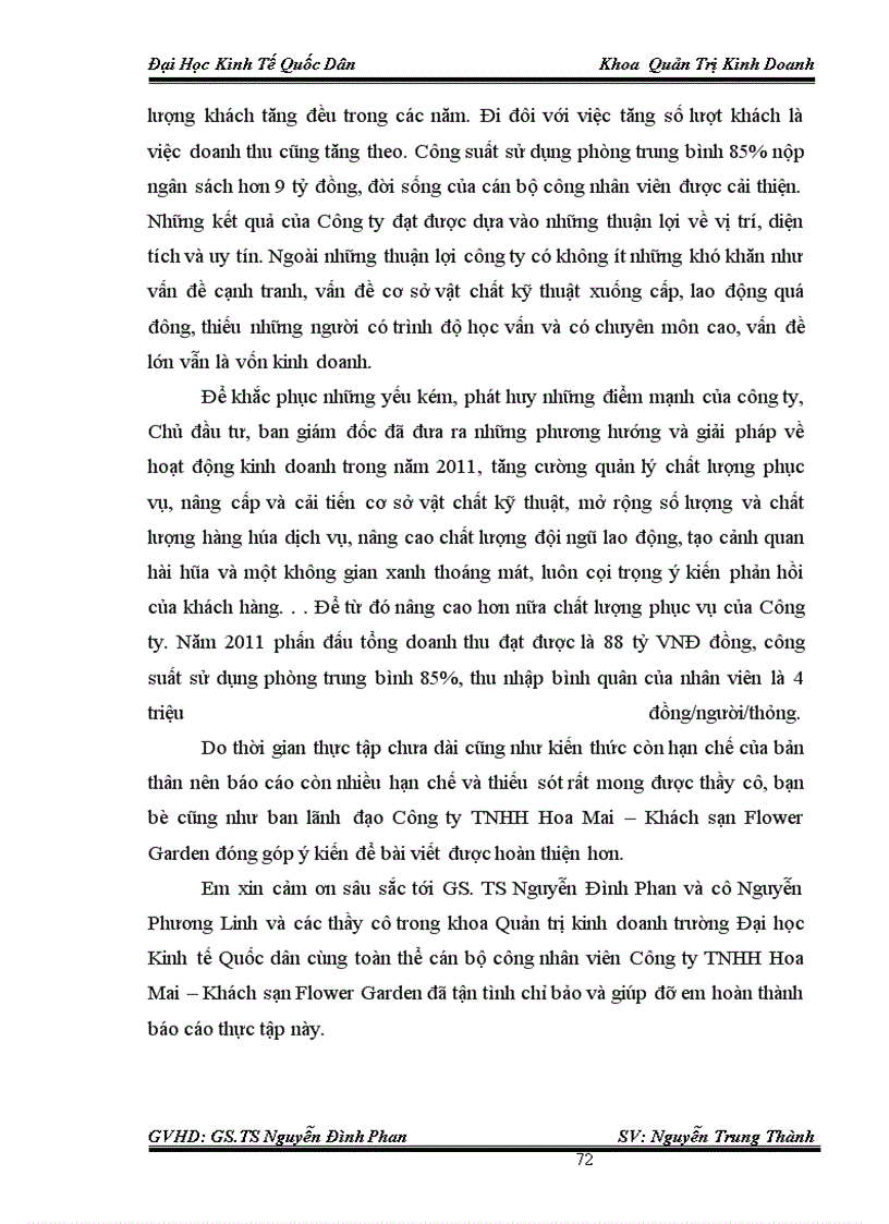 image for page Thực trạng và giải pháp chủ yếu nhằm nâng cao chất lượng phục vụ trong kinh doanh khách sạn tại Công ty TNHH HOA MAI – Khách sạn FLOWER GARDE