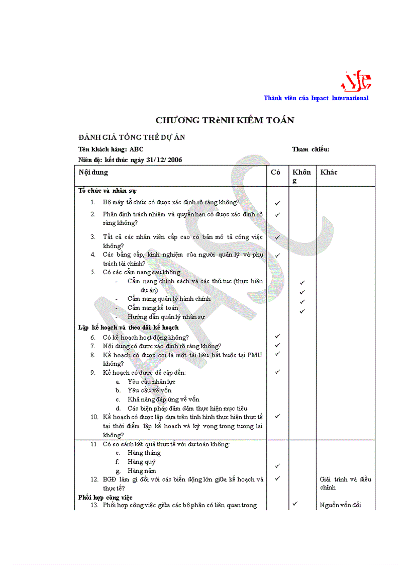 image for page Hoàn thiện lập kế hoạch kiểm toán BCTC dự án do Công ty TNHH Dịch vụ Tư vấn Tài chính Kế toán và Kiểm toán (AASC) thực hiện