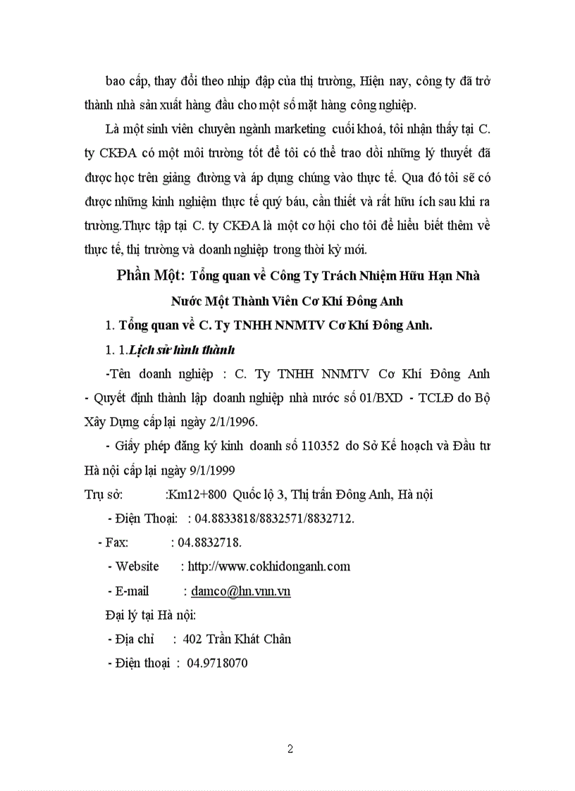 image for page Tổng quan về Công Ty Trách Nhiệm Hữu Hạn Nhà Nước Một Thành Viên Cơ Khí Đông Anh