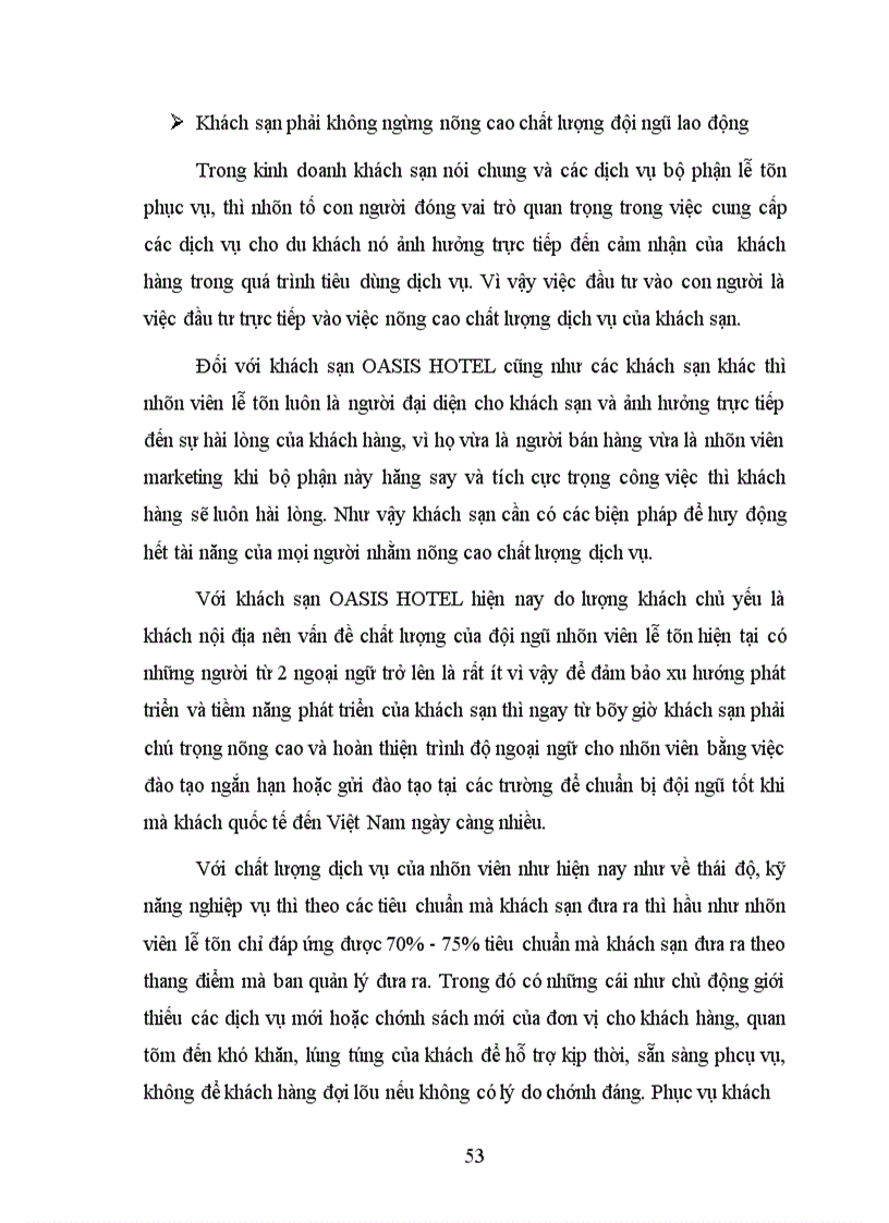 image for page Một số giải pháp nâng cao chất lượng dịch vụ của bộ phân lễ tân trong khách sạn OASIS HOTEL