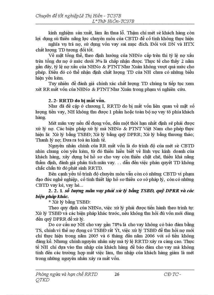 image for page Giải pháp phòng ngừa và hạn chế rủi ro tín dụng tại NHNo&PTNT Huyện Như Xuân Tỉnh Thanh Hoá