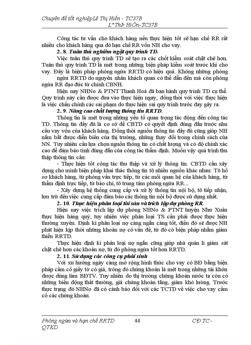 image for page Giải pháp phòng ngừa và hạn chế rủi ro tín dụng tại NHNo&PTNT Huyện Như Xuân Tỉnh Thanh Hoá