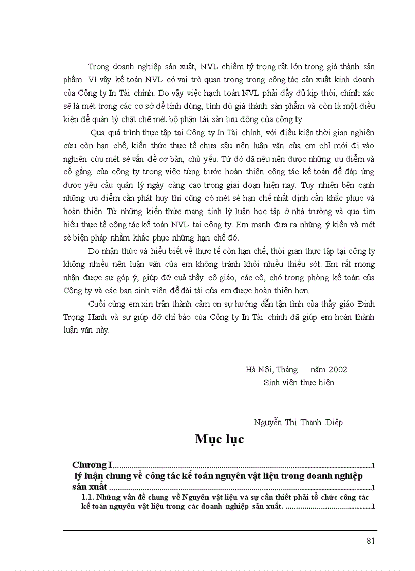 image for page Hoàn thiện công tác hạch toán kế toán nguyên vật liệu tại Công ty In Tài chính