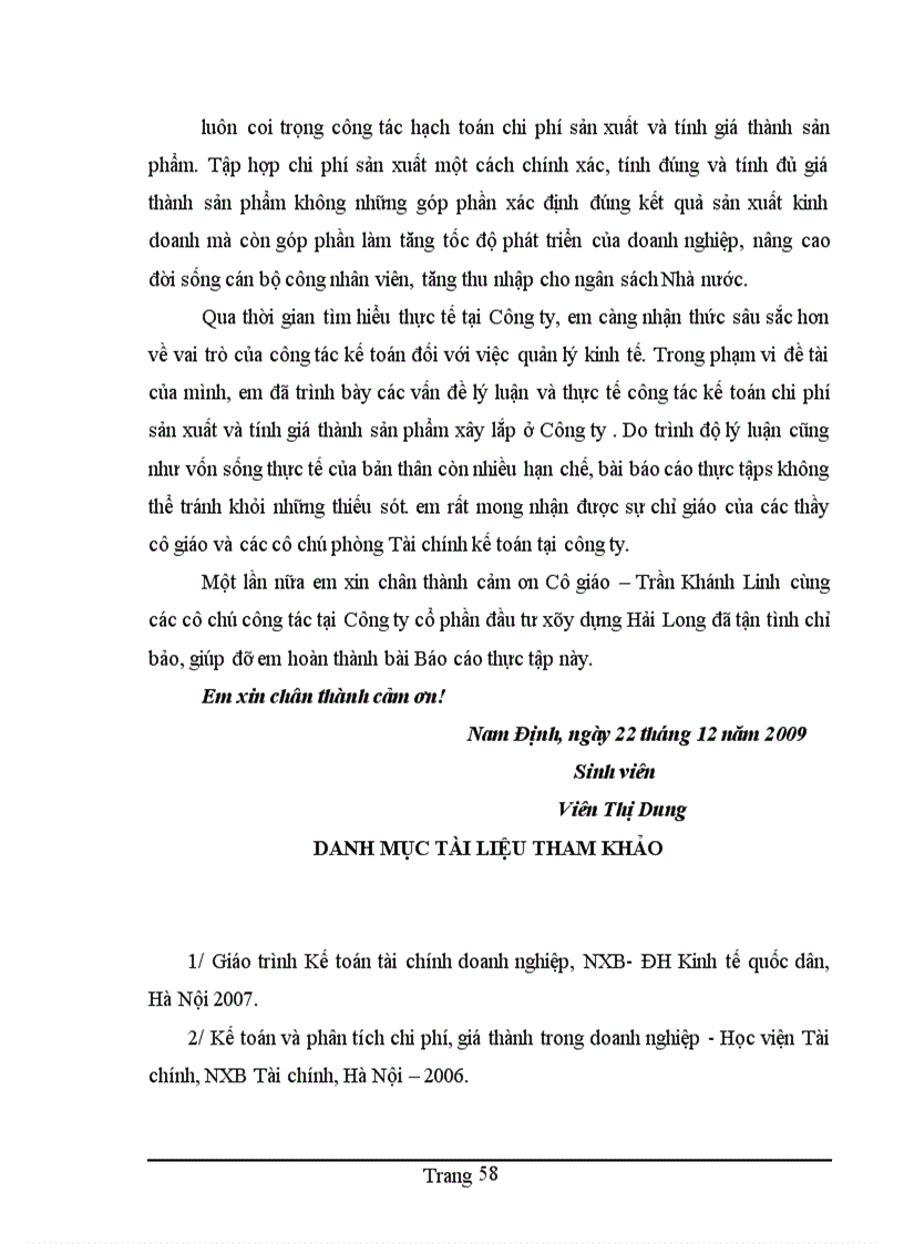 image for page Hoàn thiện kế toán chi phí sản xuất và tính giá thành sản phẩm xây lắp tại Cụng ty Cổ phần Đầu tư xây dựng Hải Long