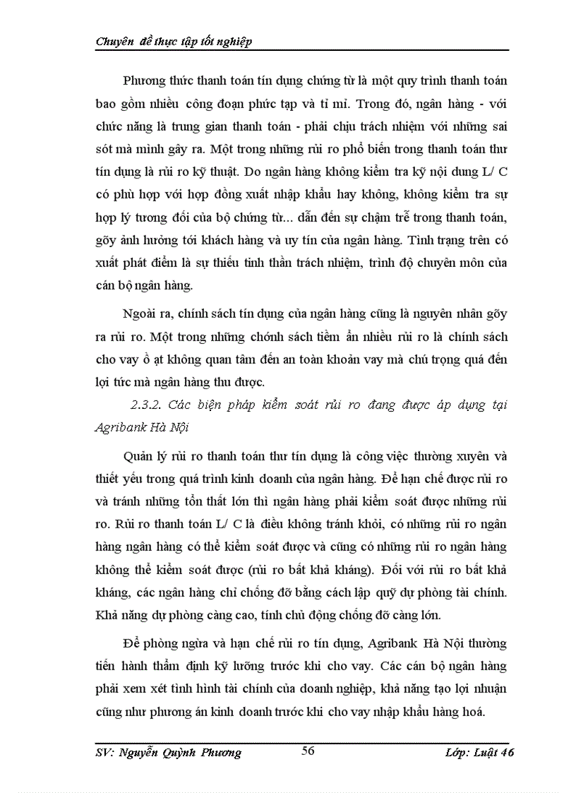 image for page Thực tiễn áp dụng các quy định trong thanh toán quốc tế theo phương thức tín dụng chứng từ tại Agribank Hà Nội