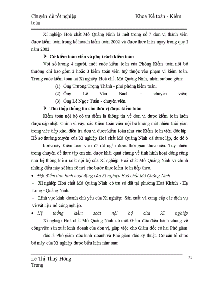 image for page Hoàn thiện kiểm toán chu trình mua hàng và thanh toán trong Kiểm toán Báo cáo tài chính do Phòng Kiểm toán nội bộ thực hiện tại Công ty Hoá Chất Mỏ