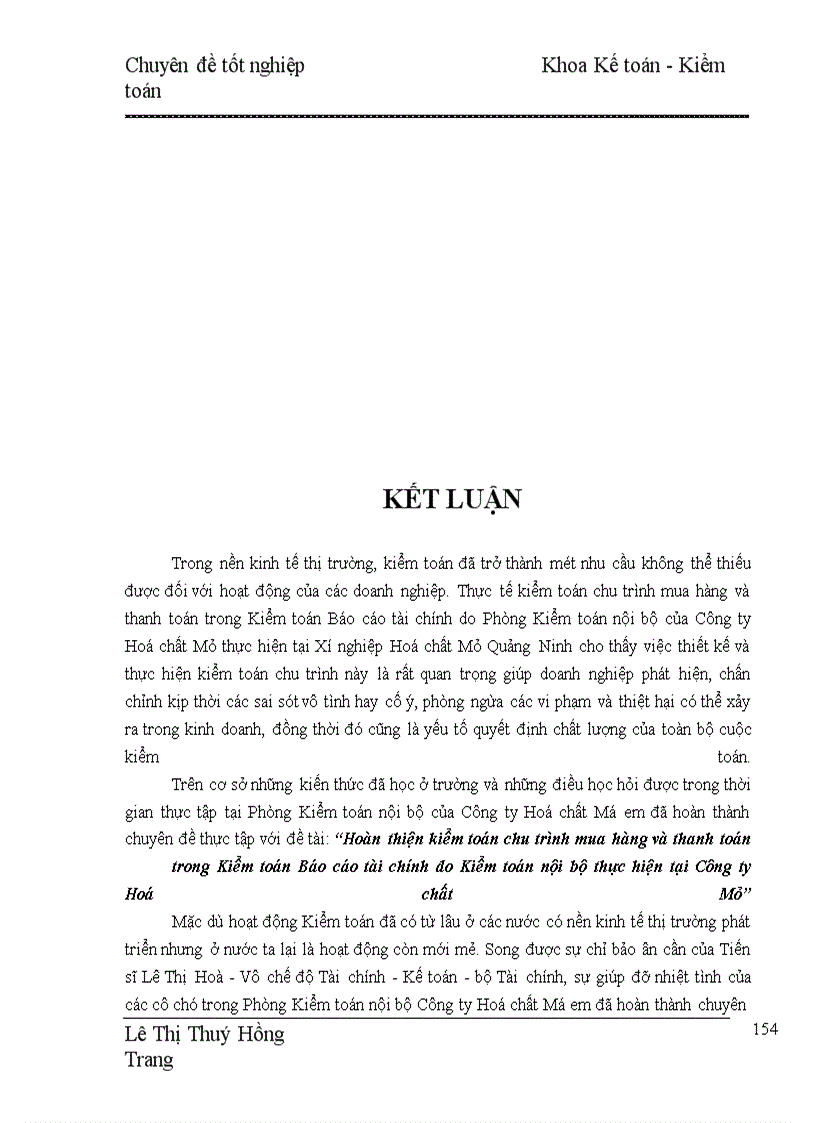 image for page Hoàn thiện kiểm toán chu trình mua hàng và thanh toán trong Kiểm toán Báo cáo tài chính do Phòng Kiểm toán nội bộ thực hiện tại Công ty Hoá Chất Mỏ