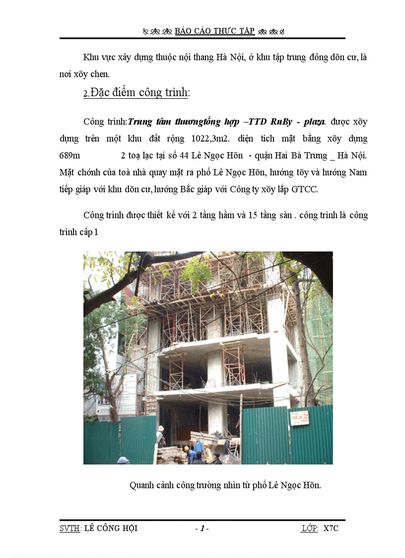 Ttd Riby Báo cáo thực tập: Trung tâm Thương Mại tổng hợp –TTD RuBy-plaza