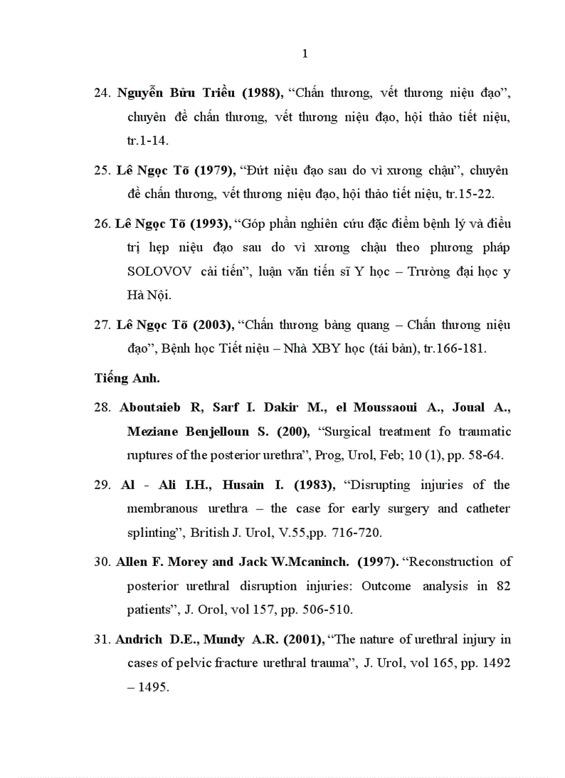 image for page Nghiên cứu kết quả điều trị chấn thương đứt niệu đạo sau do vỡ xương chậu trong tai nạn giao thông