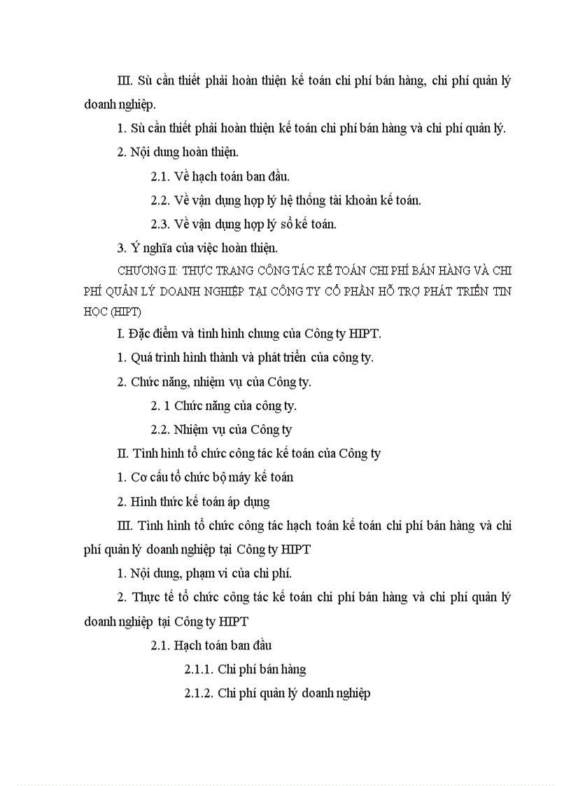 image for page Hoàn thiện kế toán chi phí bán hàng và chi phí quản lý doanh nghiệp tại Công ty cổ phần hỗ trợ phát triển tin học (HIPT)
