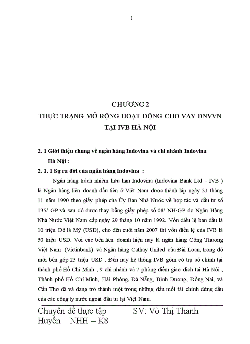 image for page Giải pháp mở rộng hoạt động cho vay đối với DNVVN tại Ngân hàng Indovina Chi nhánh Hà Nội