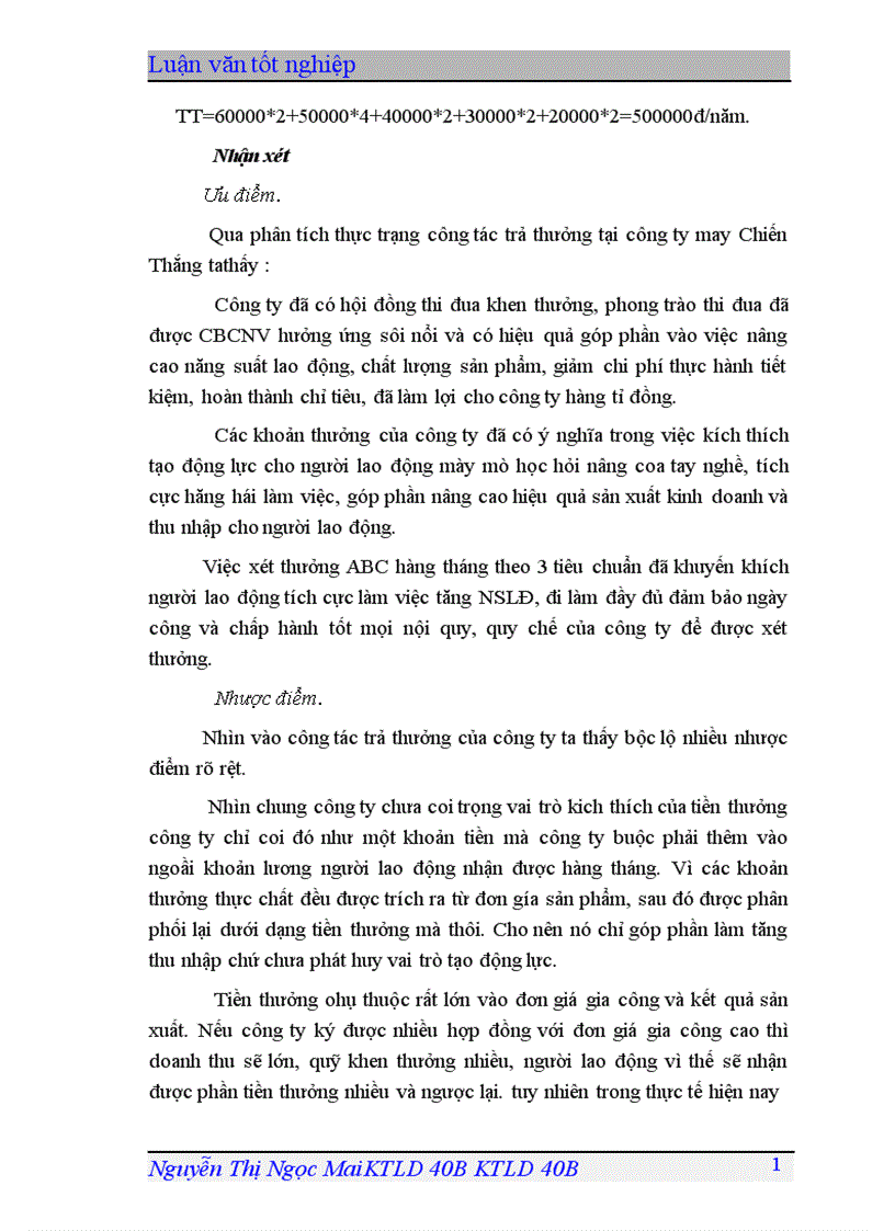 image for page Một số giải pháp hoàn thiện các hình thức trả lương, trả thưởng ở Công ty May Chiến Thắng.