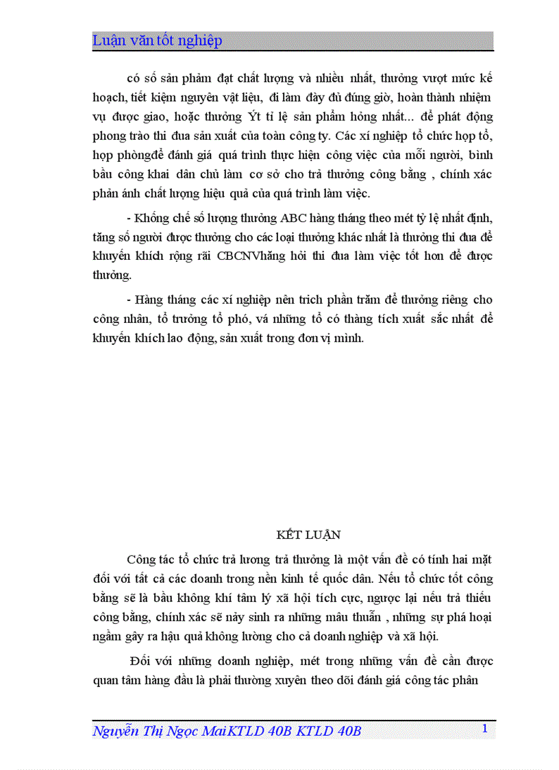 image for page Một số giải pháp hoàn thiện các hình thức trả lương, trả thưởng ở Công ty May Chiến Thắng.