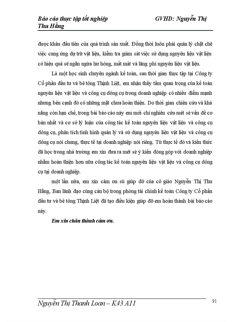 image for page Kế toán nguyên liệu, vật liệu và công cụ dụng cụ tại Công ty Cổ phần đầu tư và bê tông Thịnh Liệt