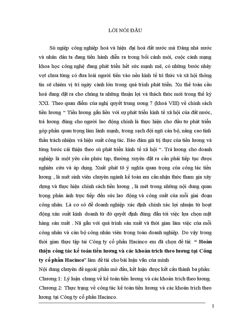 image for page Hoàn thiện công tác kế toán tiền lương và các khoản trích theo lương tại Công ty cổ phần Hacinco