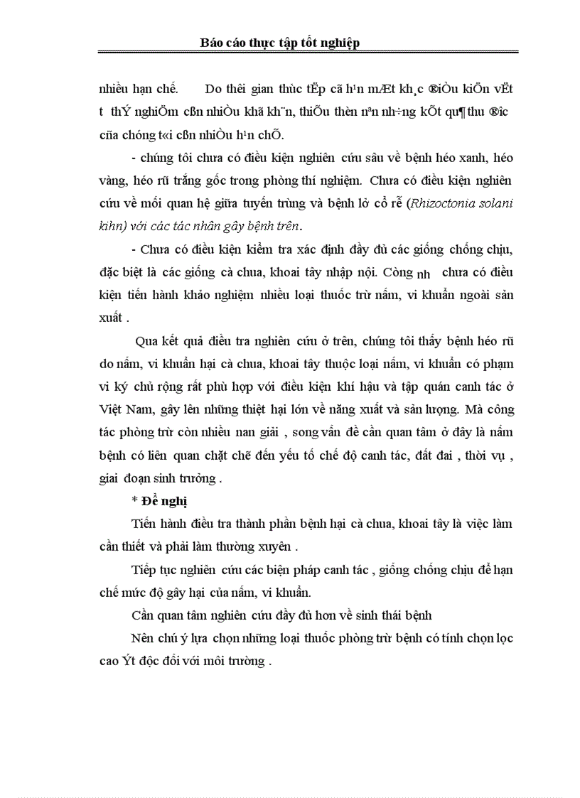 image for page Điều tra tình hình phát sinh, phát triển và mức độ gây hại của bệnh héo rũ trên cây cà chua, khoai tây vụ Đông Xuân vùng Đông Anh - Hà Nội