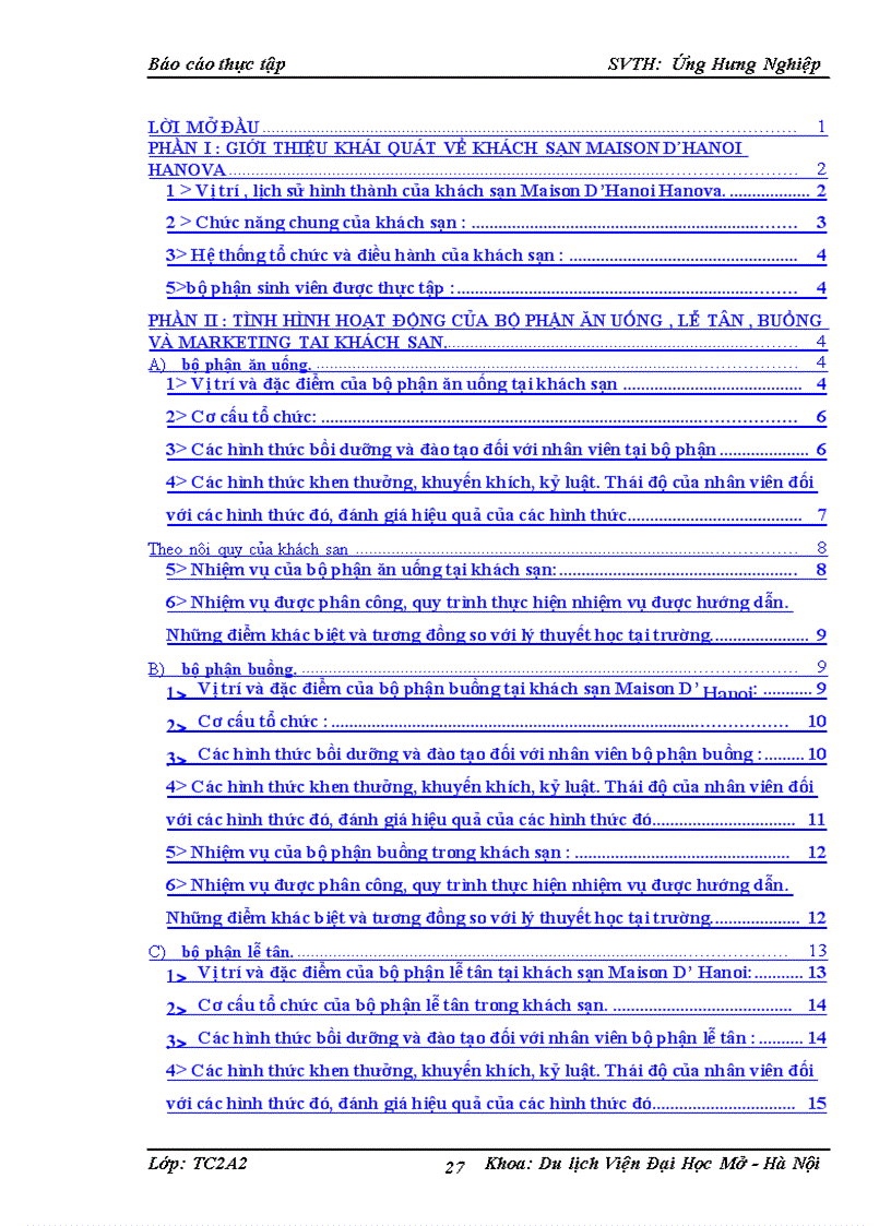 image for page Thực trạng hoạt động của khách sạn Maison D’Hanoi Hanova