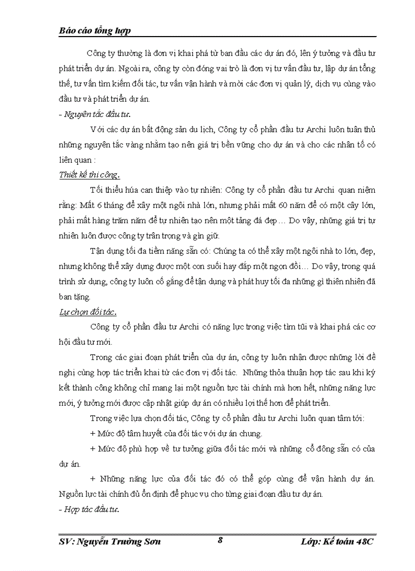 image for page Một số đánh giá về tình hình tổ chức hạch toán kế toán tại Công ty cổ phần đầu tư Archi.