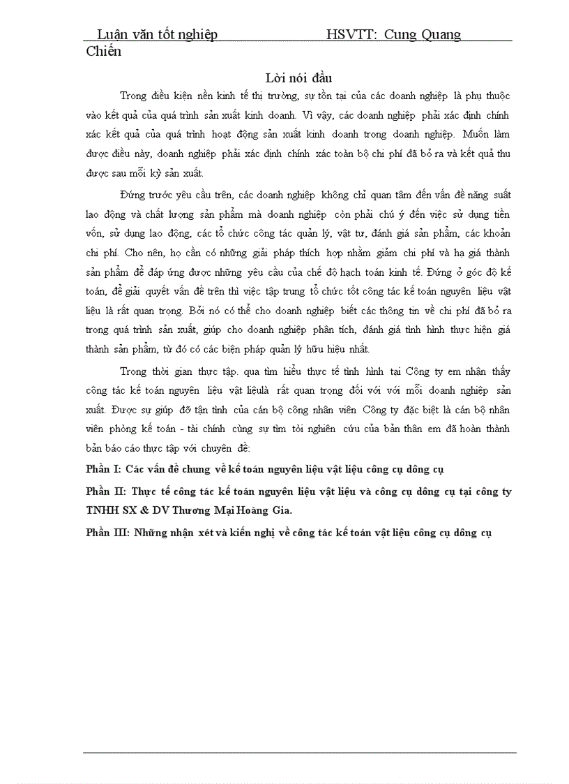 image for page Thực tế công tác kế toán nguyên liệu vật liệu và công cụ dụng cụ tại công ty TNHH SX&DV Thương Mại Hoàng Gia.