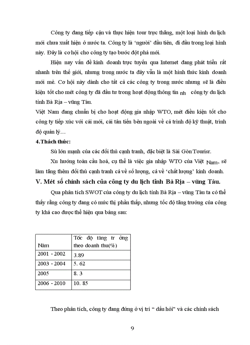 image for page Phân tích SWOT của công ty du lịch Bà Rịa – Vũng Tàu.