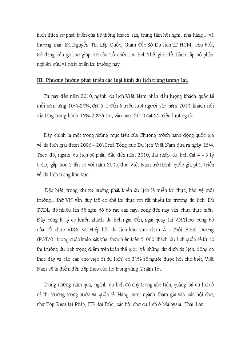 image for page Tình hình du lịch và một số loại hình du lịch chủ yếu đang phát triển ở nước ta hiện nay