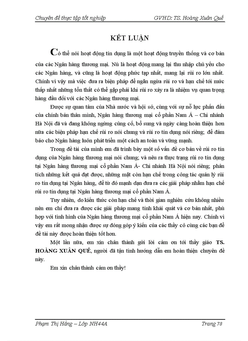 image for page Một số giải pháp hạn chế rủi ro tín dụng tại Ngân hàng thương mại cổ phần Nam Á- Chi nhánh Hà Nội