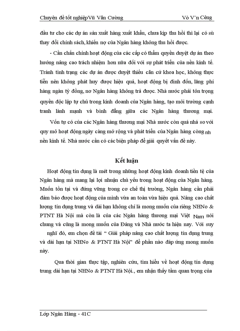 image for page Giải pháp nâng cao chất lượng tín dụng trung và dài hạn tại Ngân Hàng Nông nghiệp và Phát triển nông thôn Hà Nội