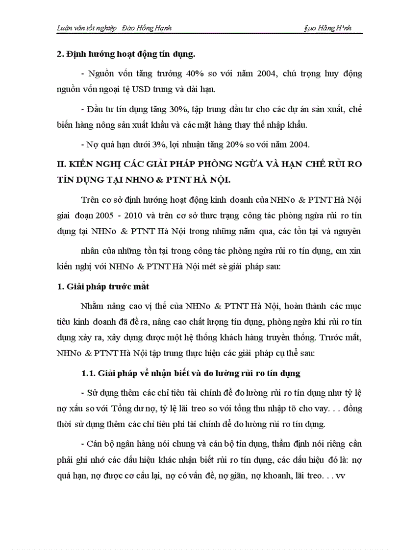 image for page Một số giải pháp phòng ngừa và hạn chế rủi ro tín dụng tại Ngân Hàng Nông nghiệp và Phát triển nông thôn Hà Nội