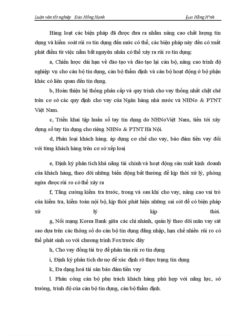 image for page Một số giải pháp phòng ngừa và hạn chế rủi ro tín dụng tại Ngân Hàng Nông nghiệp và Phát triển nông thôn Hà Nội