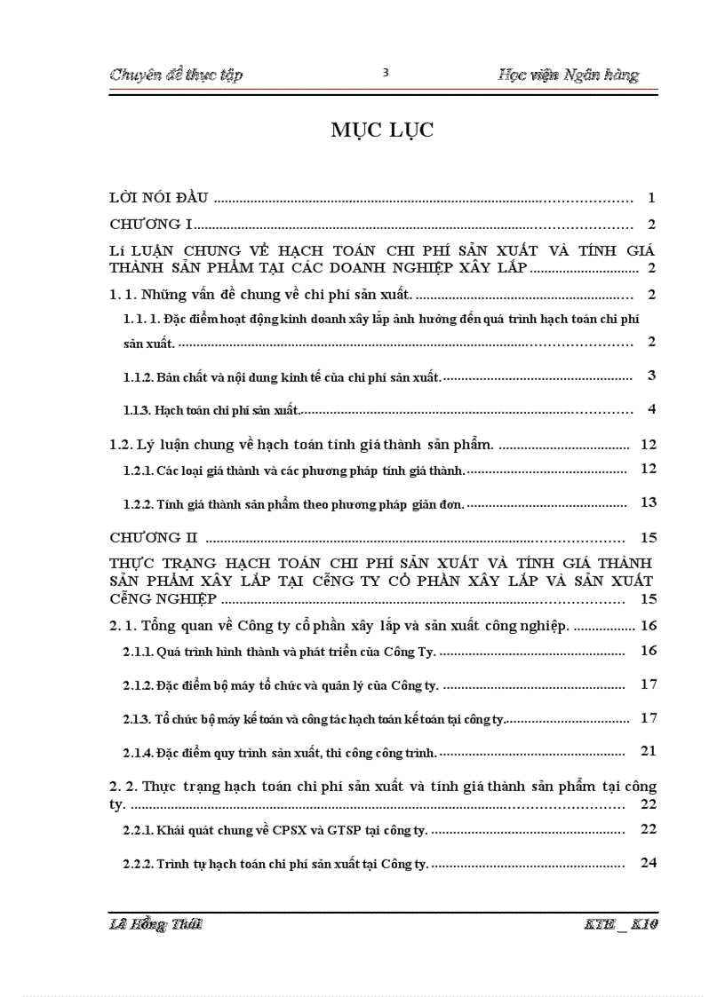 image for page Hoàn thiện kế toán chi phí sản xuất và tính giá thành sản phẩm tại Công ty cổ phần xây lắp và sản xuất công nghiệp