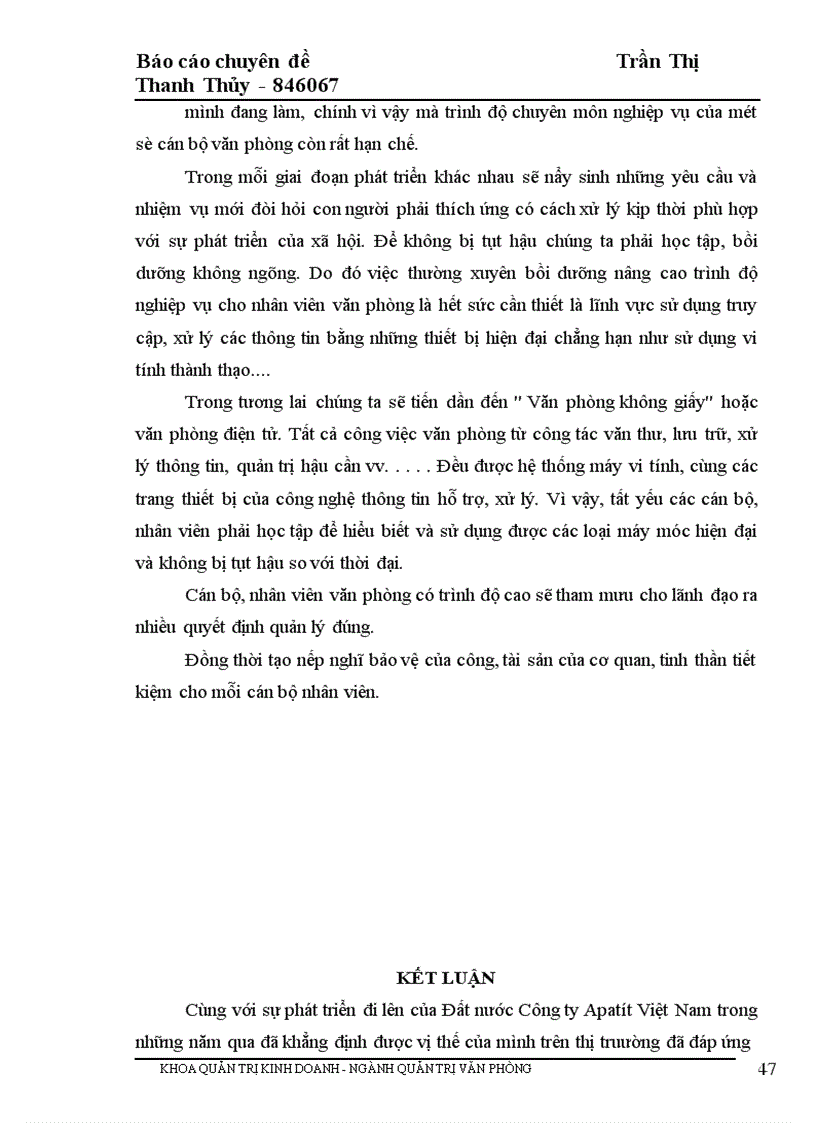 image for page Một số ý kiến nhằm nâng cao chất lượng công tác văn phòng ở Công ty Apatít Việt Nam