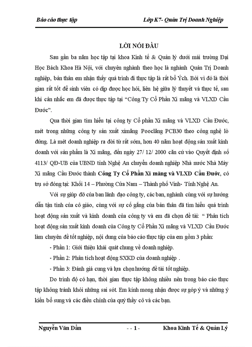 image for page Phân tích hoạt động sản xuất kinh doanh của Công ty Cổ Phần Xi măng và VLXD Cầu Đước