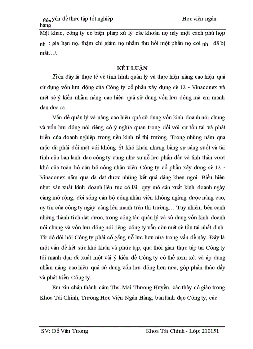 image for page Giải pháp hoàn thiện công tác quản lý vốn lưu động tại Công ty cổ phần xây dựng số 12-Vinaconex