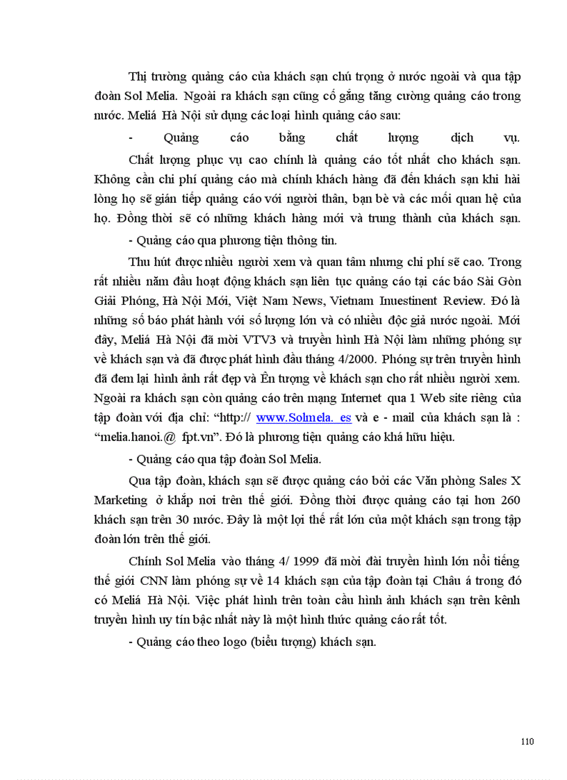 image for page Thực trạng và một số kiến nghị về hoạt động Marketing trong kinh doanh tại khách sạn Meliá Hà Nội