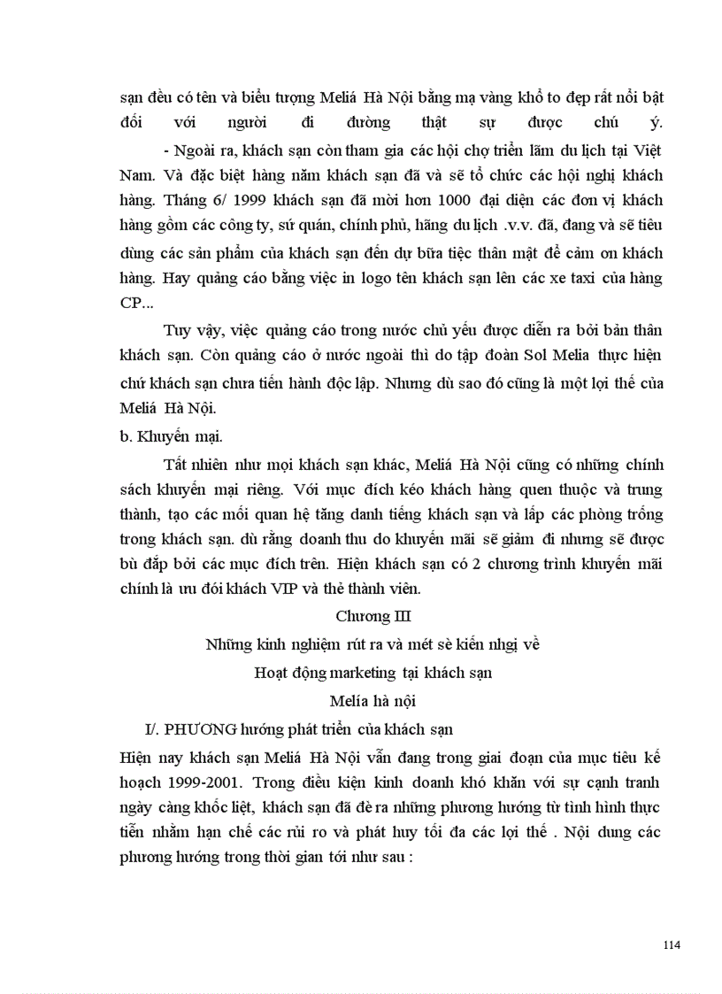 image for page Thực trạng và một số kiến nghị về hoạt động Marketing trong kinh doanh tại khách sạn Meliá Hà Nội