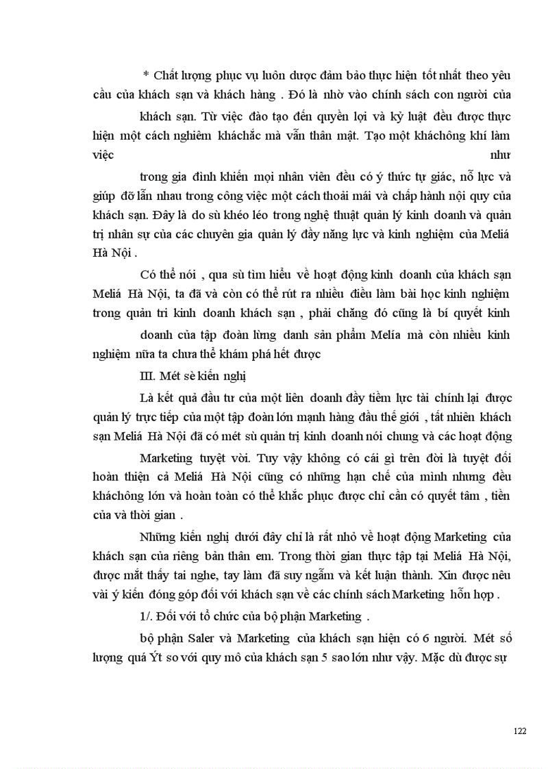 image for page Thực trạng và một số kiến nghị về hoạt động Marketing trong kinh doanh tại khách sạn Meliá Hà Nội