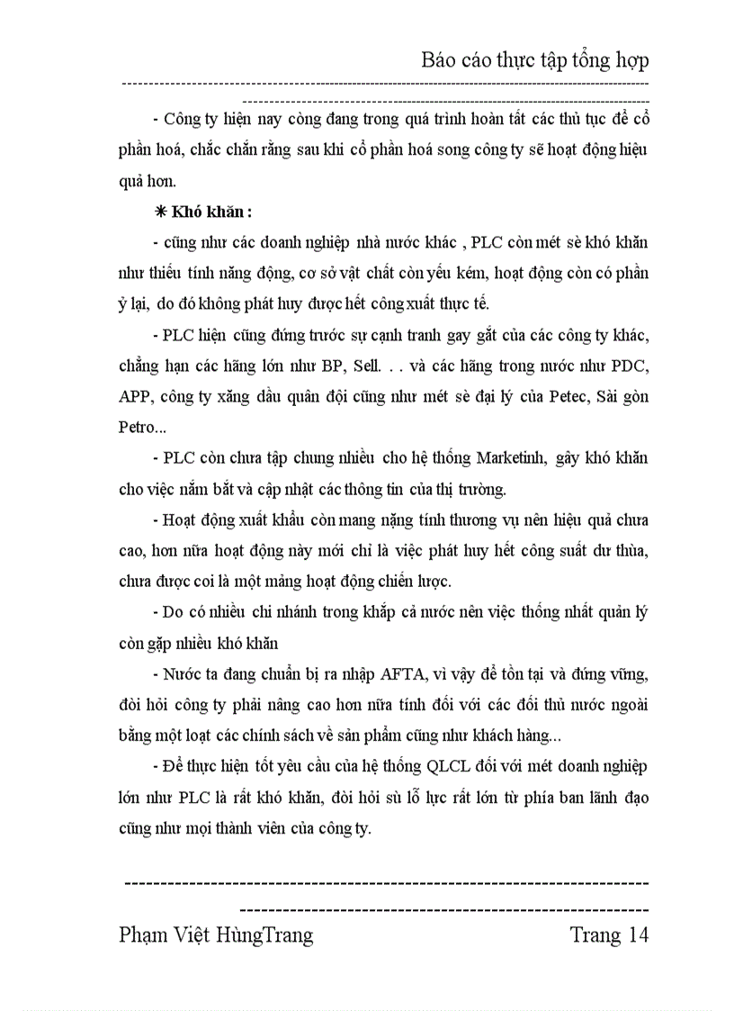image for page Thực tập tổng hợp tại Công ty dầu nhờn Petrolimex